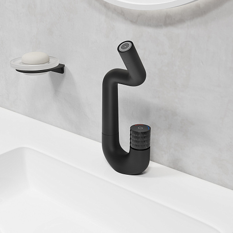 Смеситель для раковины Iddis Twist TWIBLBTi01, латунь, черный матовый купить в СОМ