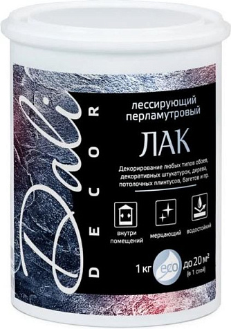 Лак лессирующий Dali Decor, перламутровый, бесцветный, 1 л купить в СОМ