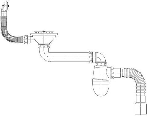 Сифон для мойки Unicorn BC23, 3 1/2" х40/50, со смещением, круглый перелив купить в СОМ