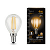 Лампа светодиодная Gauss Filament, Шар 9Вт, 680Lm, 2700К, Е14 купить в СОМ