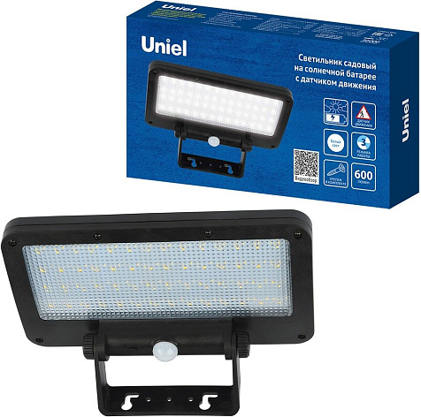 Прожектор на солн.батарее Uniel  USL-F-562/PT060 SENSOR 6W 600lm 4000K  датч.дв, черный купить в СОМ