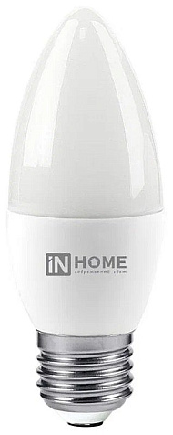 Лампа светодиодная IN HOME, 6Вт 230В Е27 3000К свеча купить в СОМ