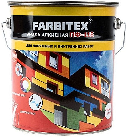 Эмаль ПФ-115 Farbitex, синяя, 10 кг купить в СОМ